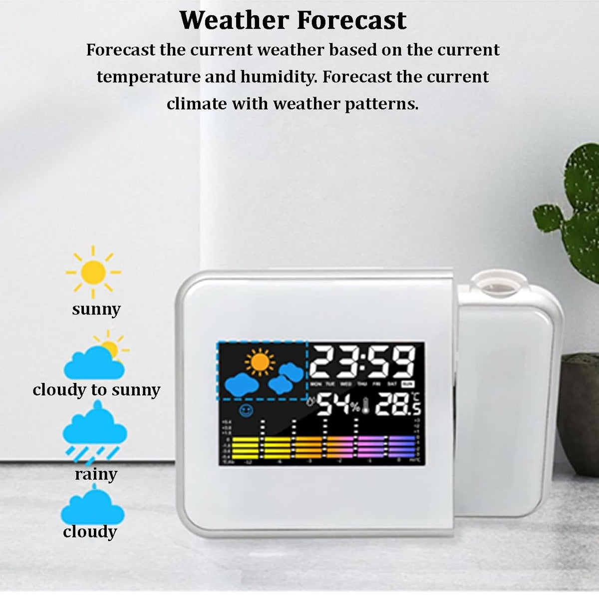 Gavscient 65233473 Weather Station Projection Alarm Clock