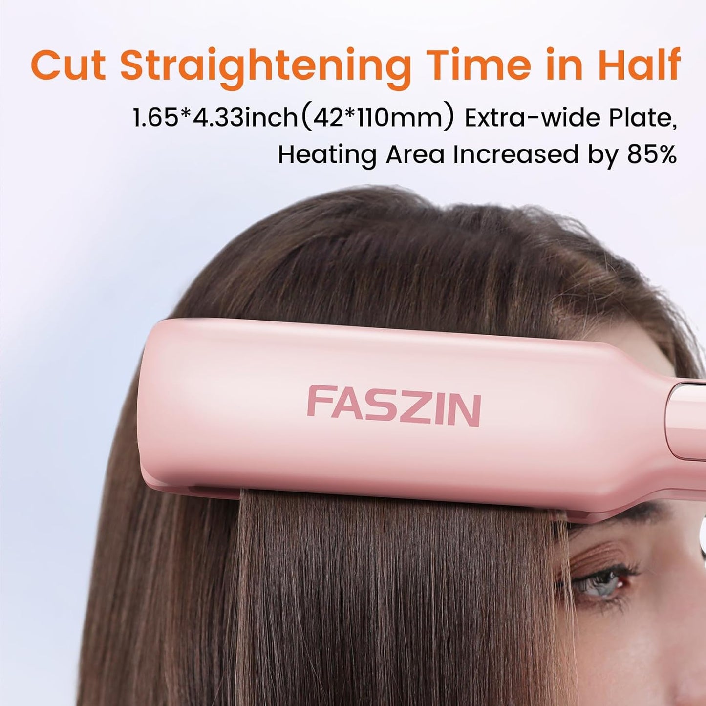 Faszin Professional 1.65" Wide-Plate Titanium Hair Straightener Pink
