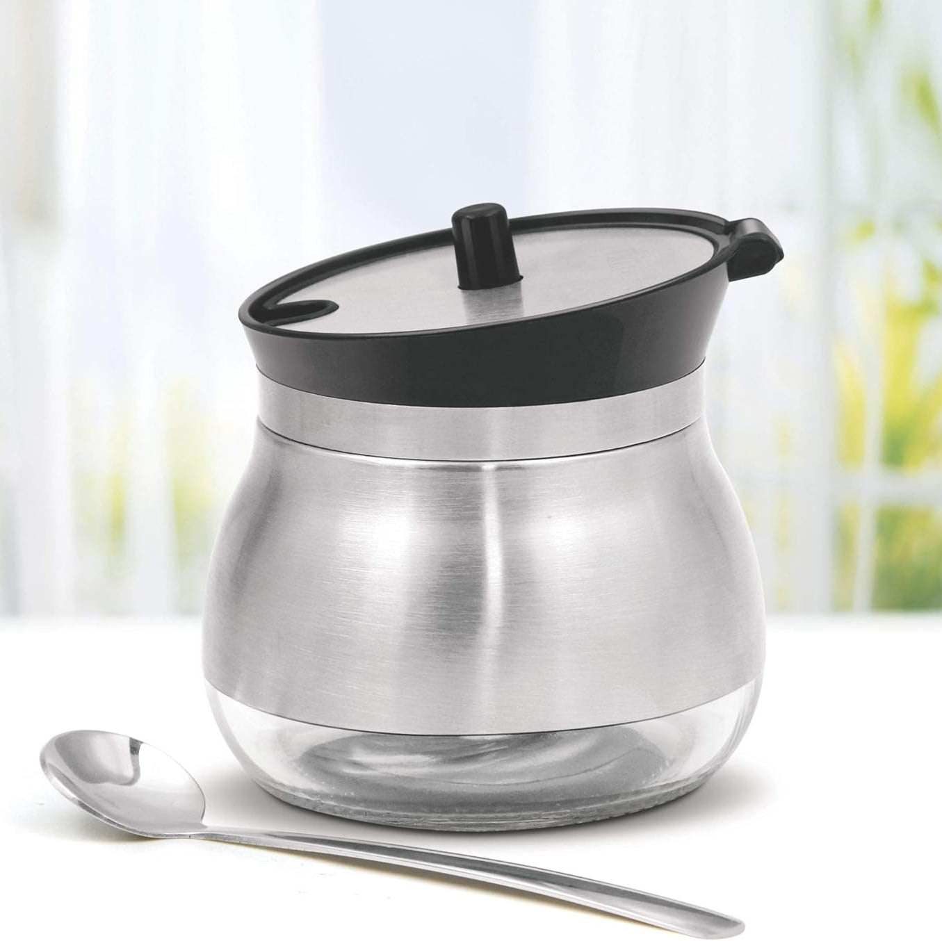 Milton Treo Silver Glass Ghee Storage Jar with Spoon