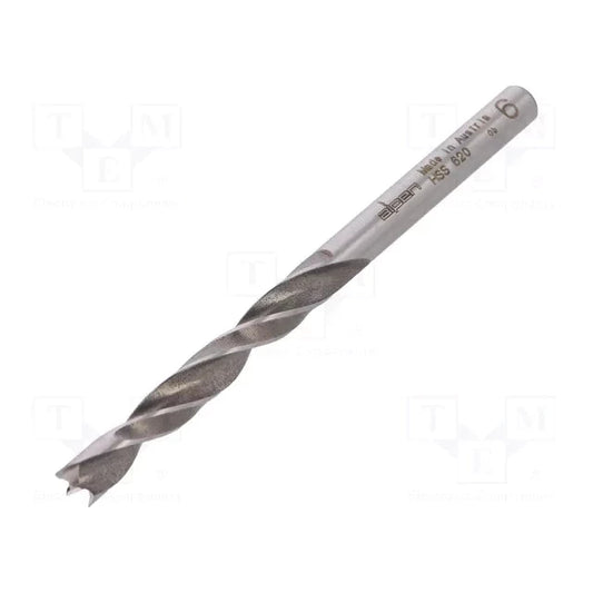 Alpen-Maykestag 6mm HSS wood drill bit from the PROFI HOLZ series, designed for precise and clean drilling in wood