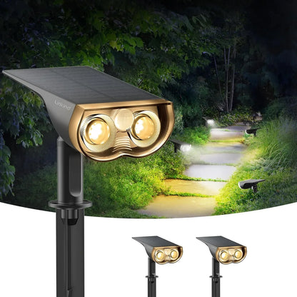 Linkind 2 Pack Dual Color Solar Motion Sensor Lights – Warm & Cool White, IP65, 8m Range - Gomix Brands Outlet