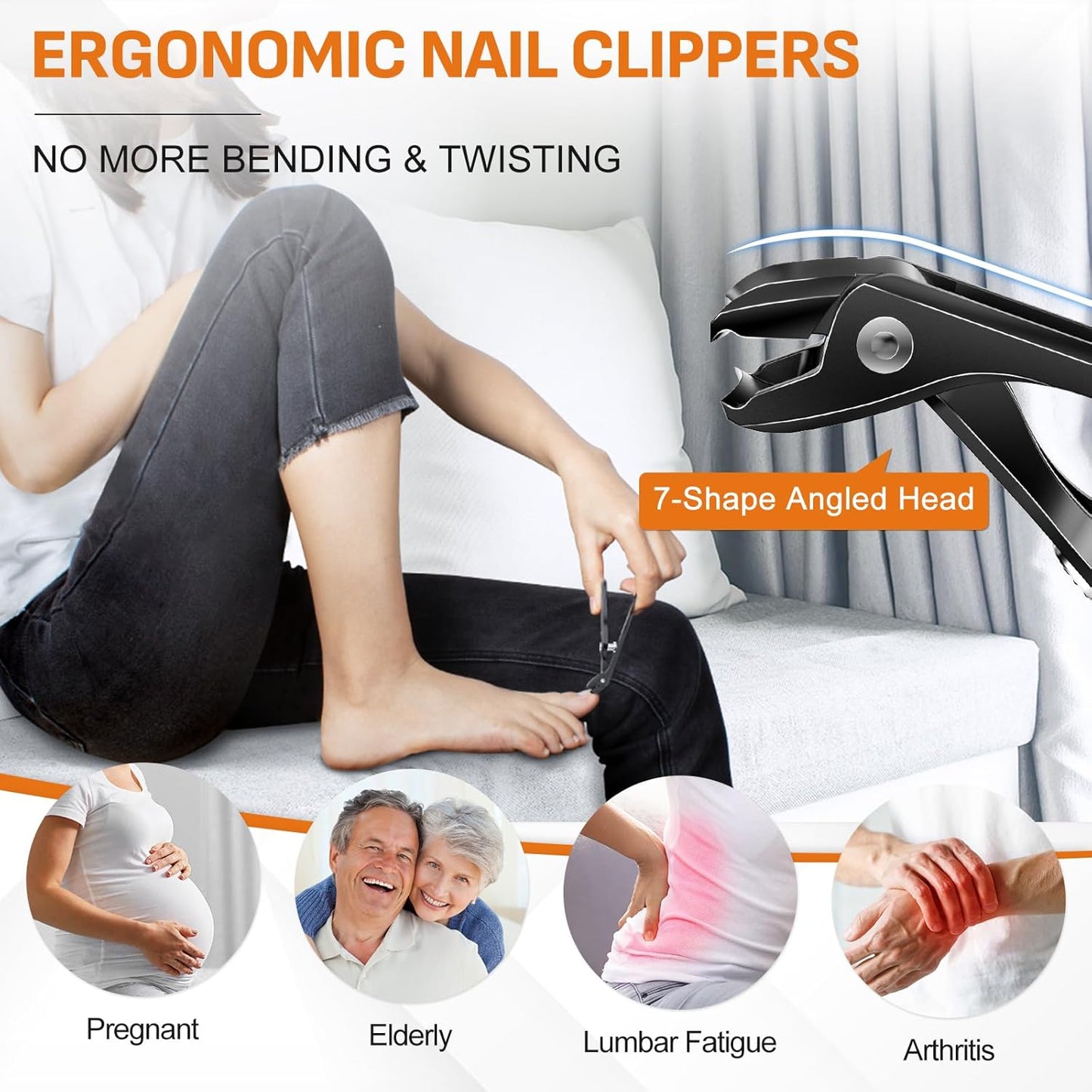 DRMODE Wide Jaw Angled Head Heavy Duty Toenail Clippers