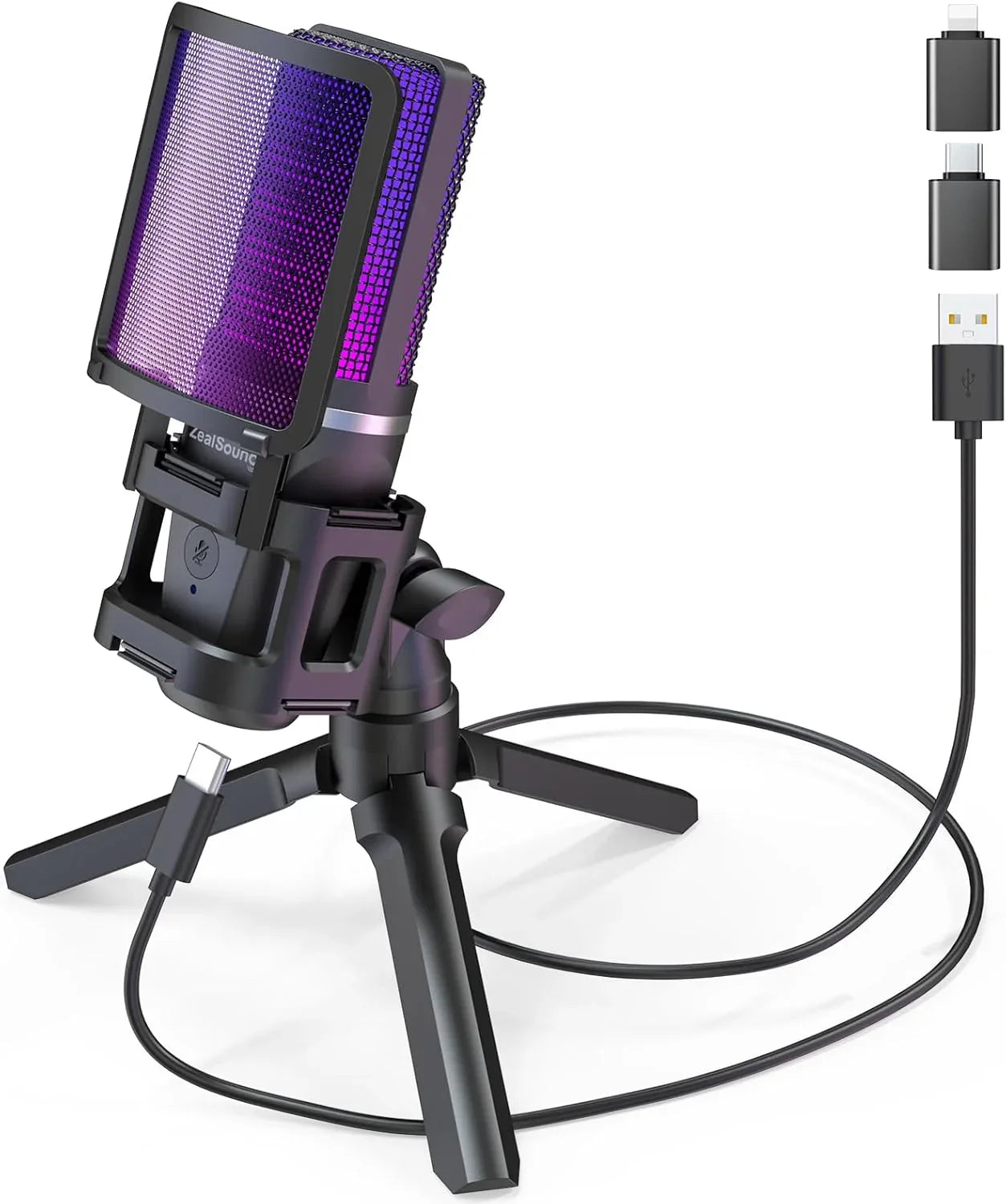 ZealSound RGB USB Gaming Microphone with Tripod Stand - Gomix Brands Outlet