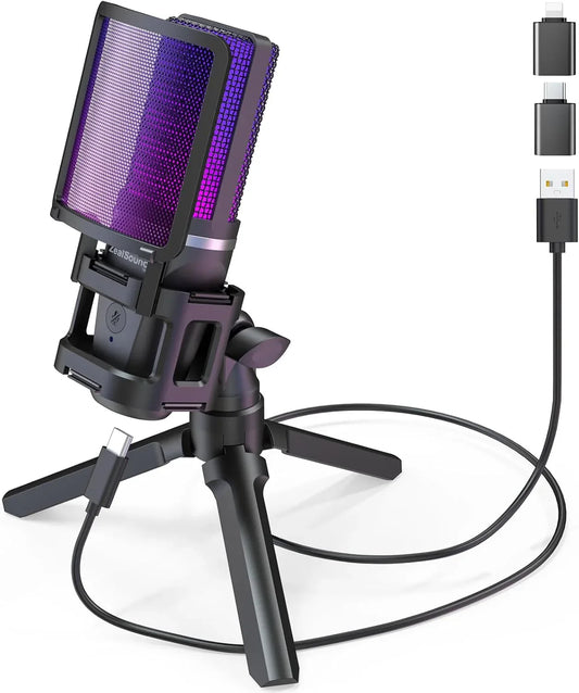 ZealSound RGB USB Gaming Microphone with Tripod Stand - Gomix Brands Outlet