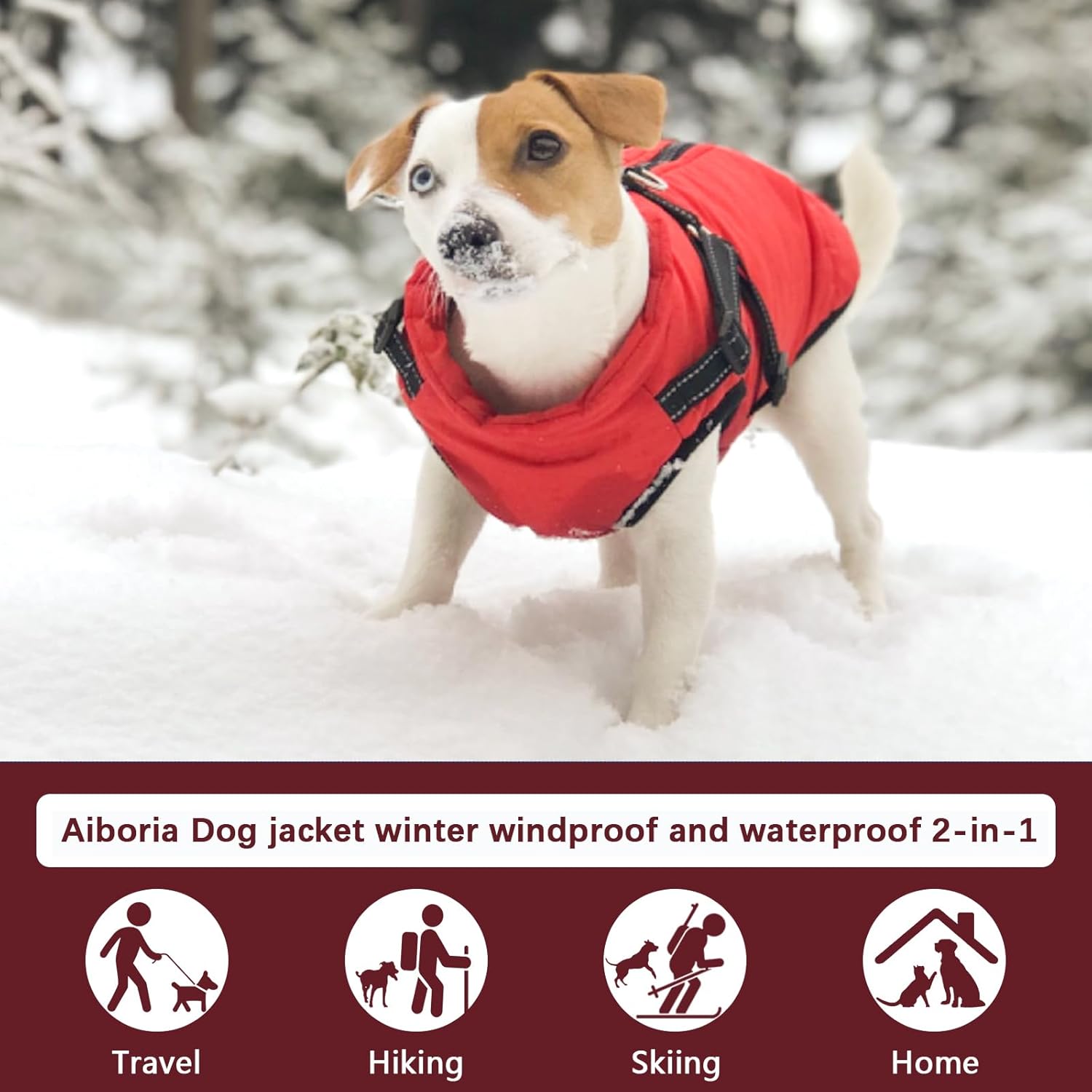 Aiboria Windproof Dog Jacket: Warm Fleece Vest with Harness