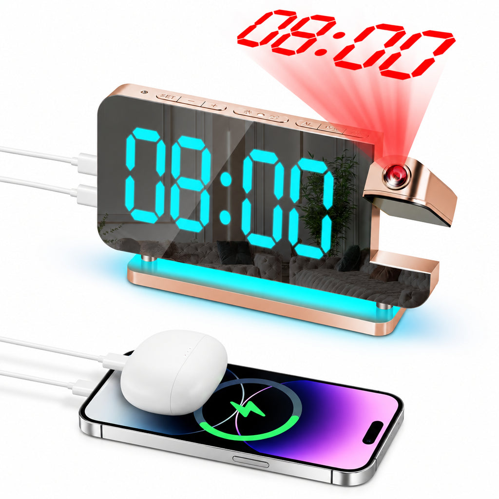 COOLNIGHT EN8853B-RGB Projection Alarm Clock Rose Gold
