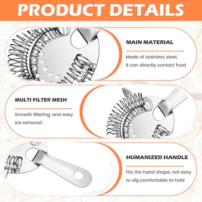 BAGUBDR 2502TJLB1007 2-Piece Cocktail Strainer Set Silver