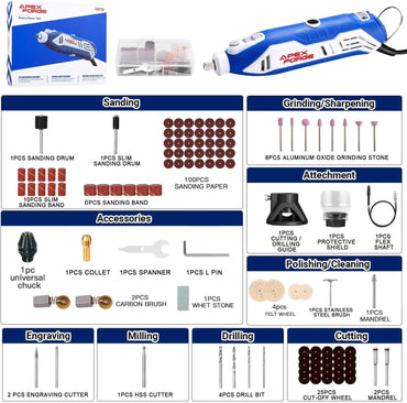 APEXFORGE M6 135W 6-Speed Rotary Tool with 172 Accessories