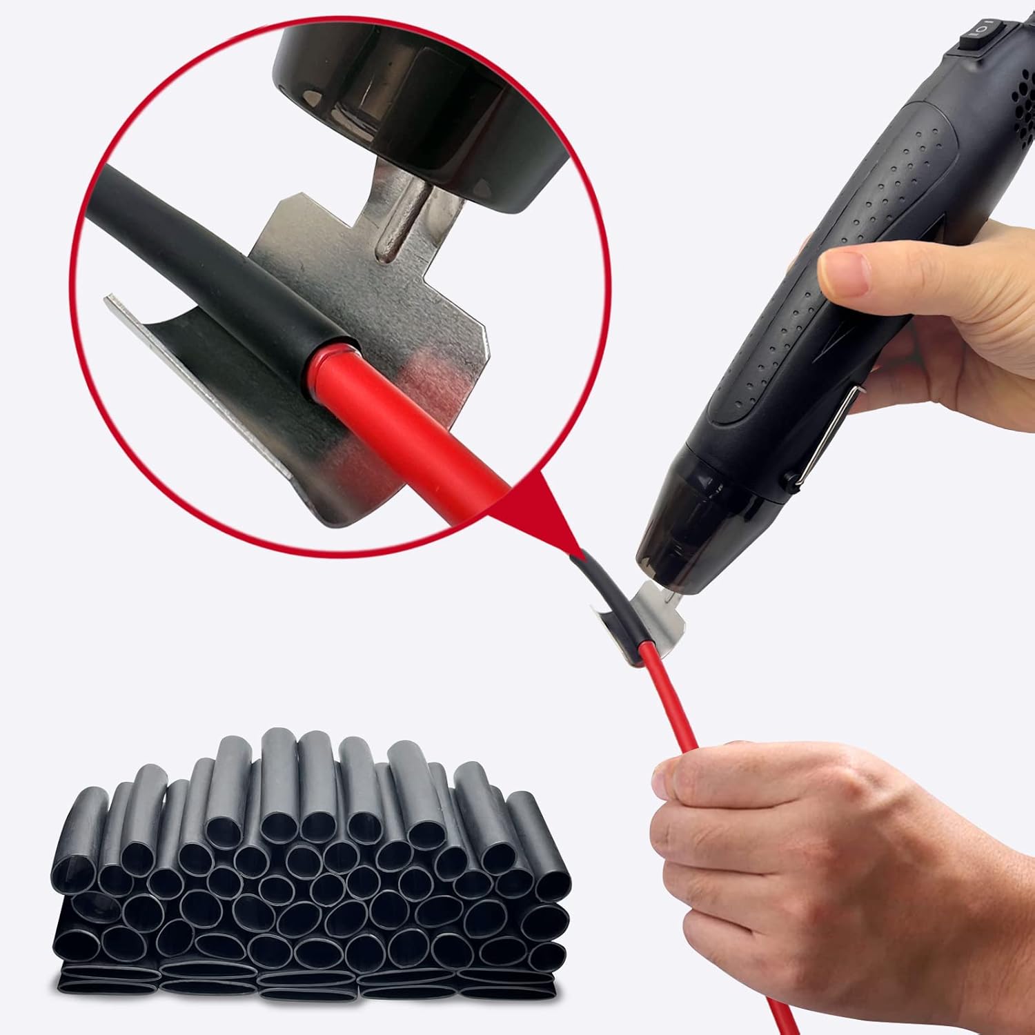 FloweryOcean 350W Mini Heat Gun Kit with 55 Shrink Tubes 4:1 Ratio