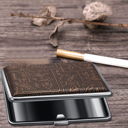 Golden Leatherette Cigarette Case Elegant Portable Metal Holder for 20 King Size Cigarettes - Gomix Brands Outlet