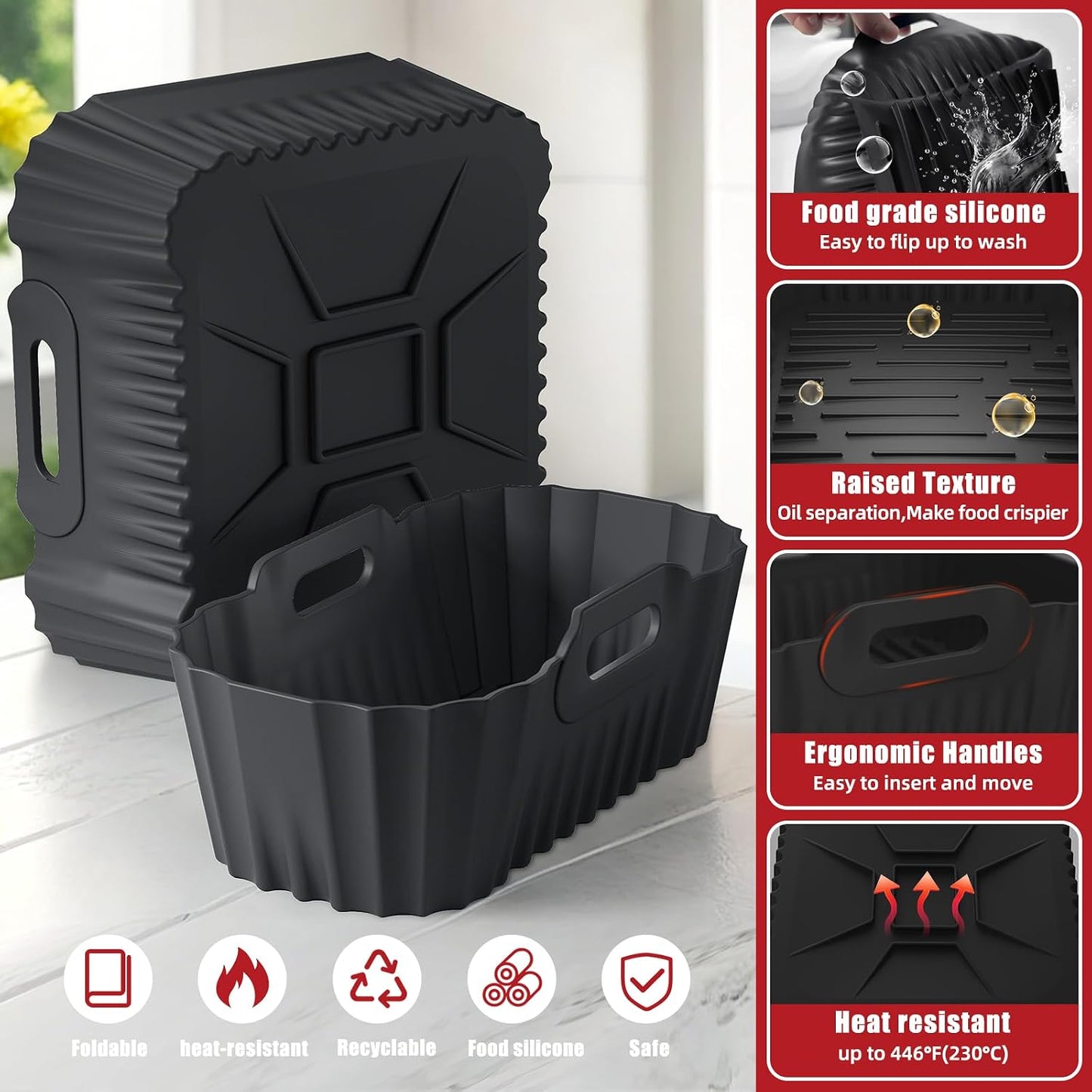PETHREE Silicone Mould for Philips Airfryer Dual Basket 6L/3L