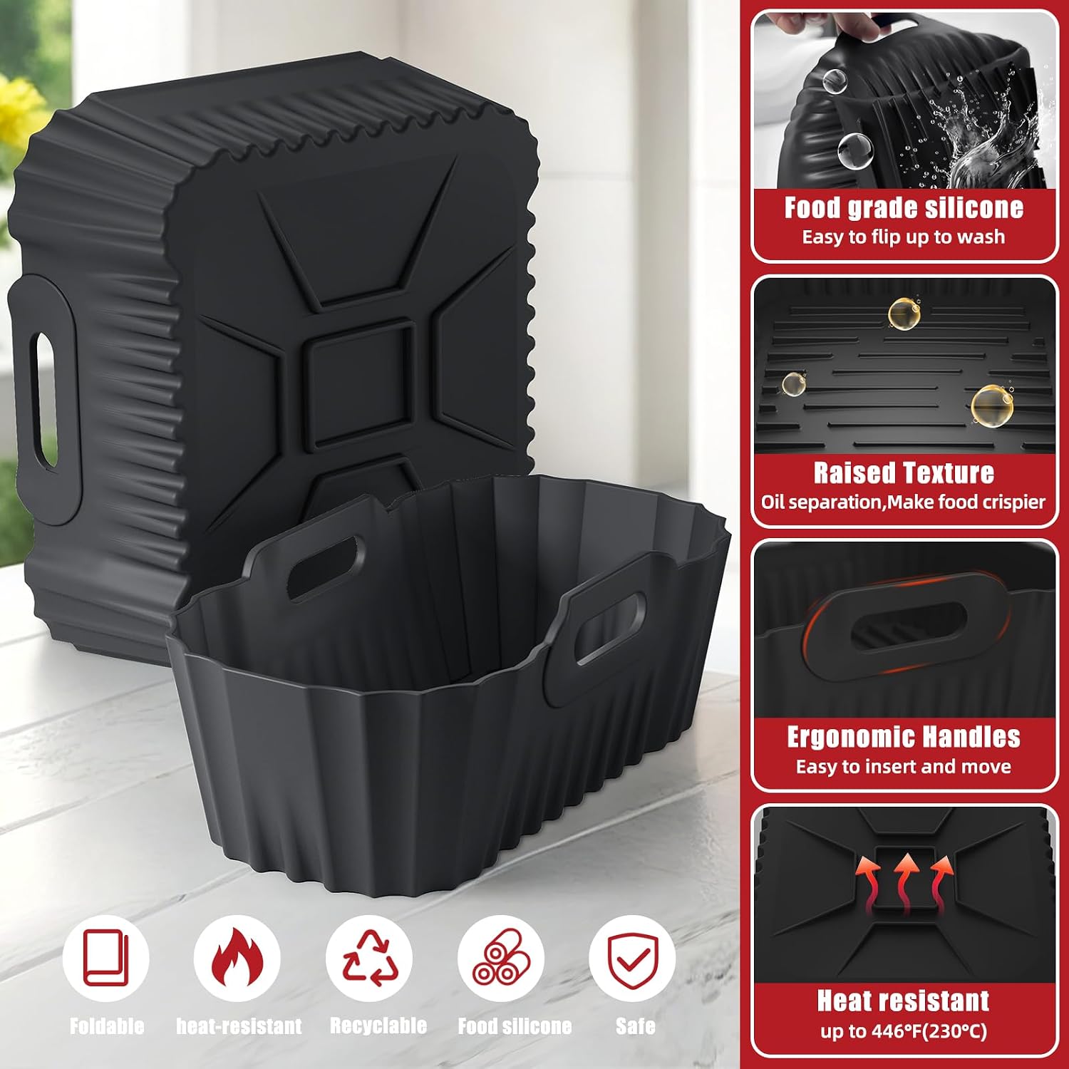 PETHREE Silicone Mould for Philips Airfryer Dual Basket 6L/3L