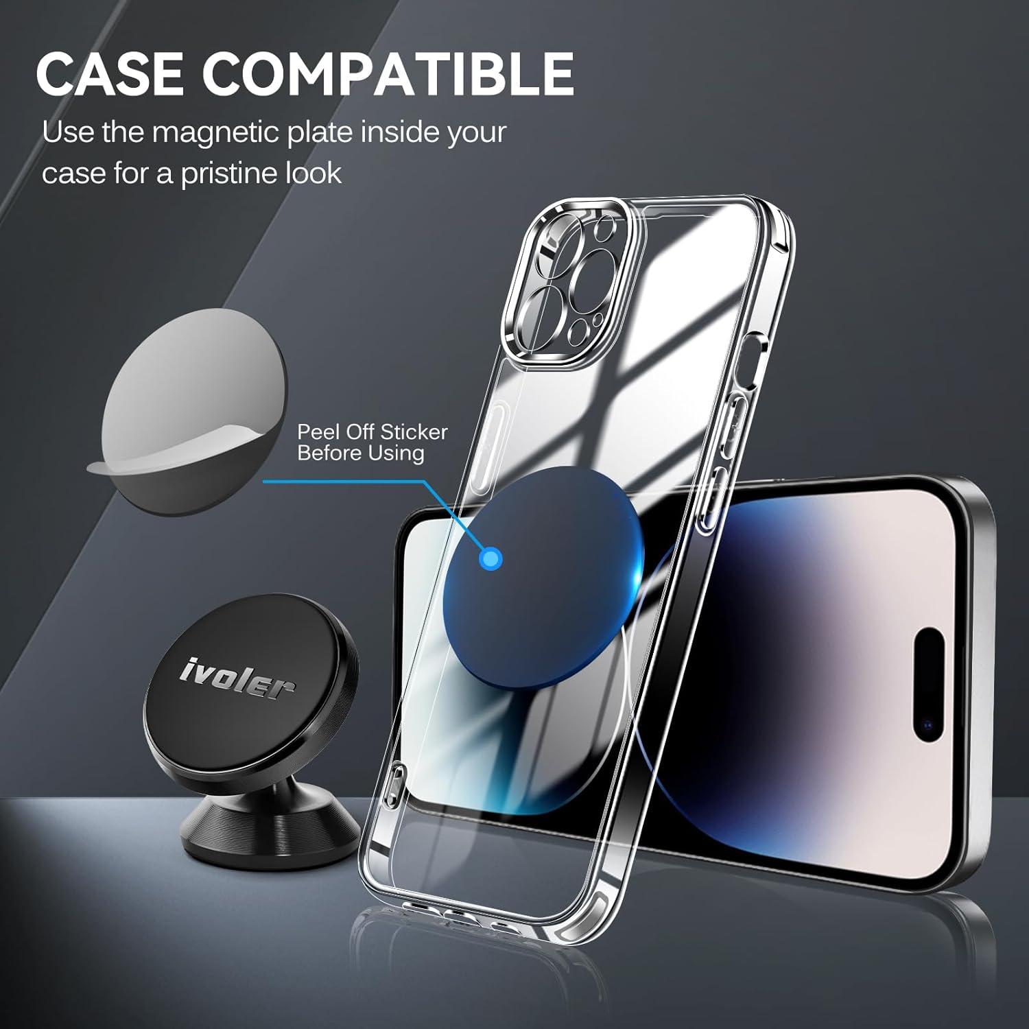 ivoler 2-Pack Magnetic Car Phone Holder 360° Rotation Black