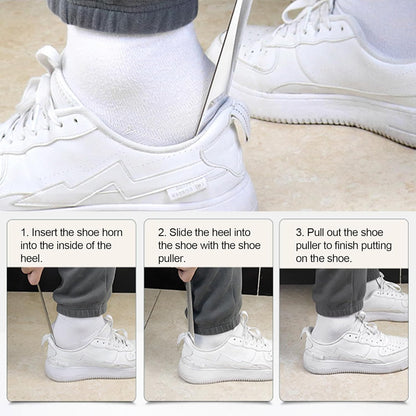 CDRPD Stainless Steel Long Shoehorn with Rubber Grip and Rope