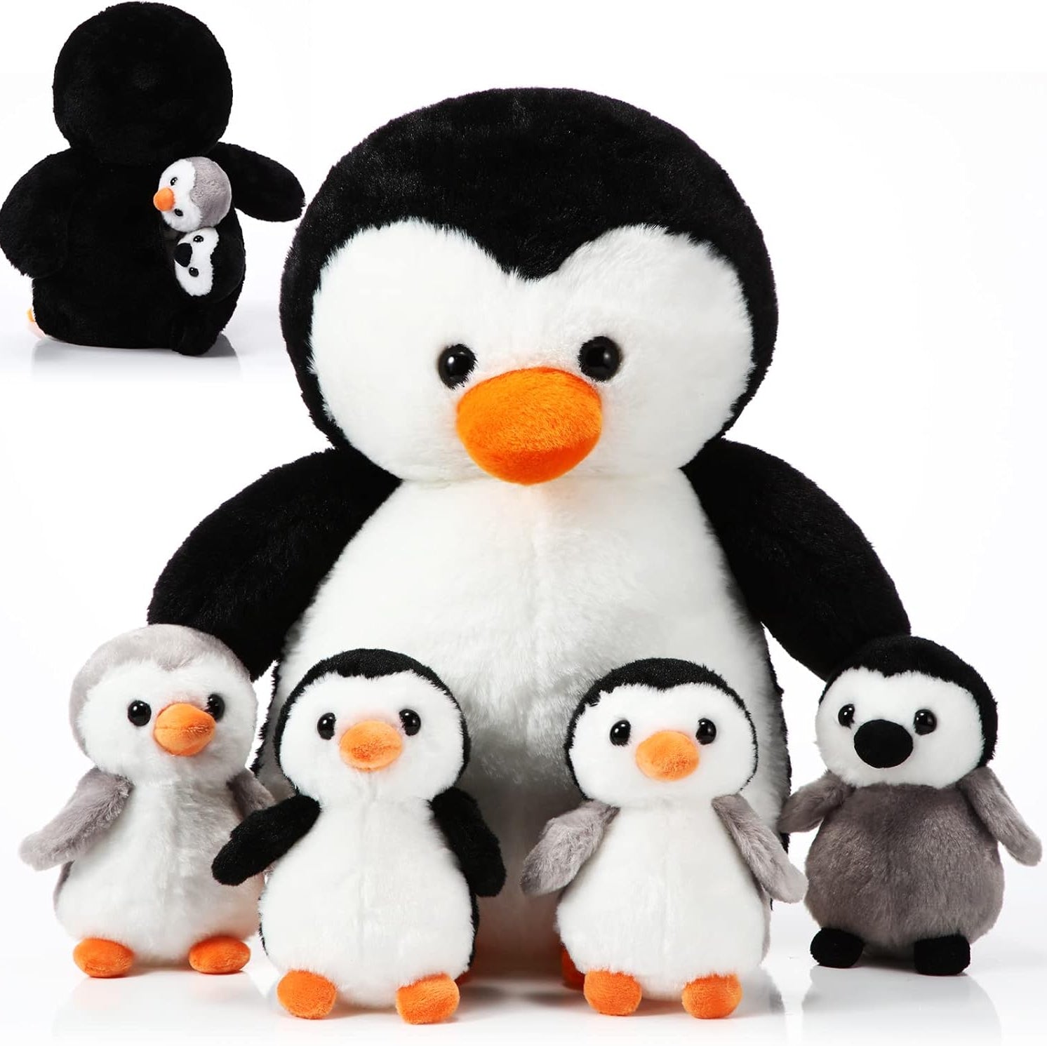 5‑Piece Penguin Plush Set – 14‑Inch Mommy with 4 Baby Penguins