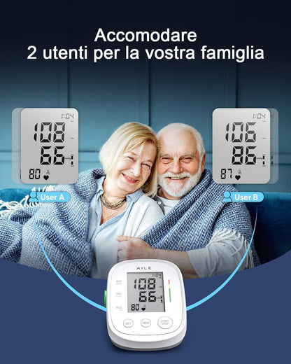 AILE Arm Pressure Gauge Large Arm Blood Pressure Monitor 8.7-16.5 Inches 2 x 99 Readings White