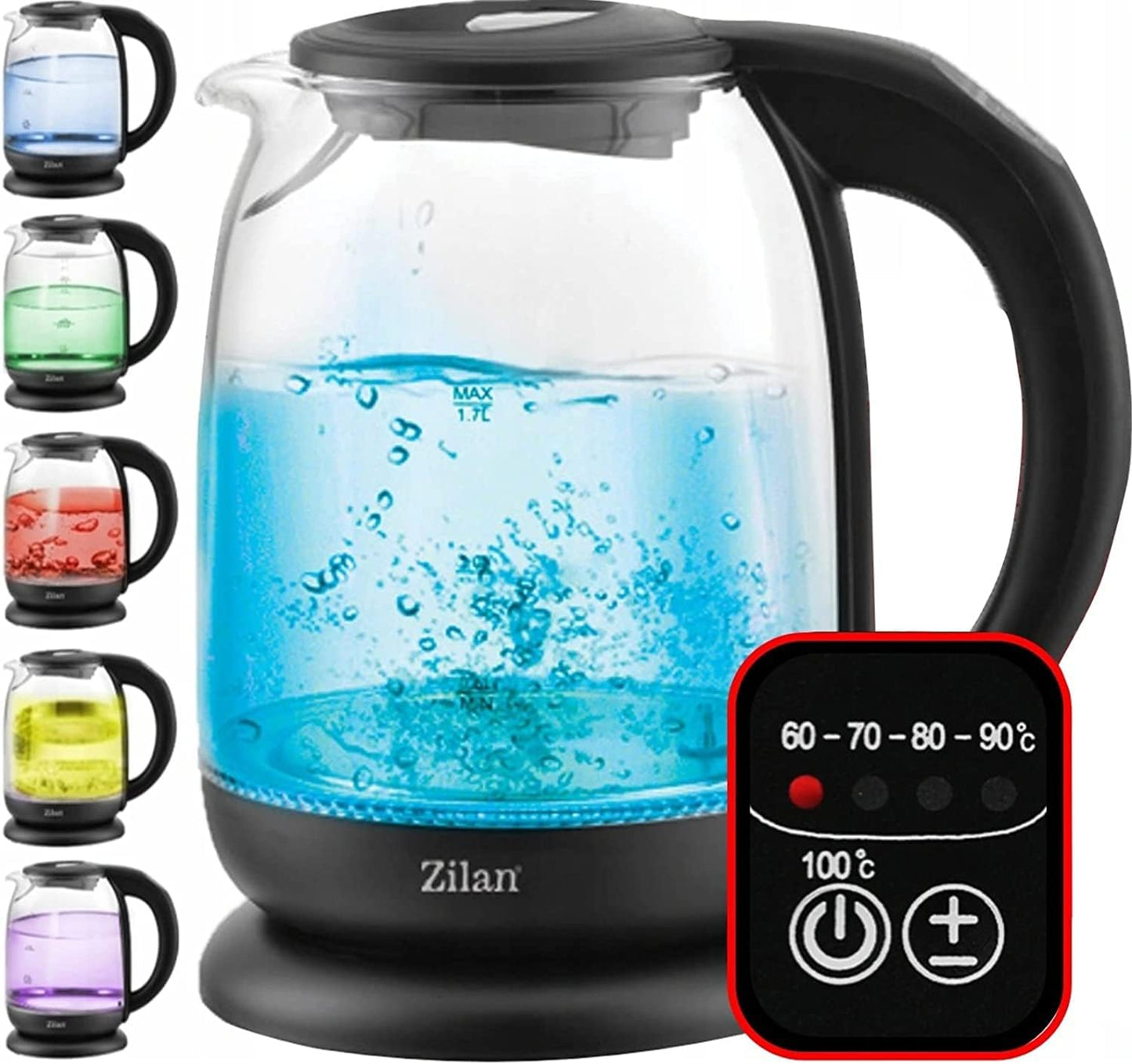Zilan ZLN3956 Digital Glass Kettle 1.7L 2200W Black