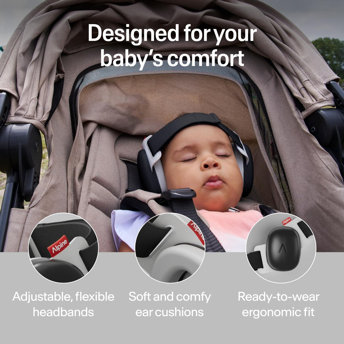 Alpine Muffy Baby Adjustable Earmuffs with 24dB Noise Reduction