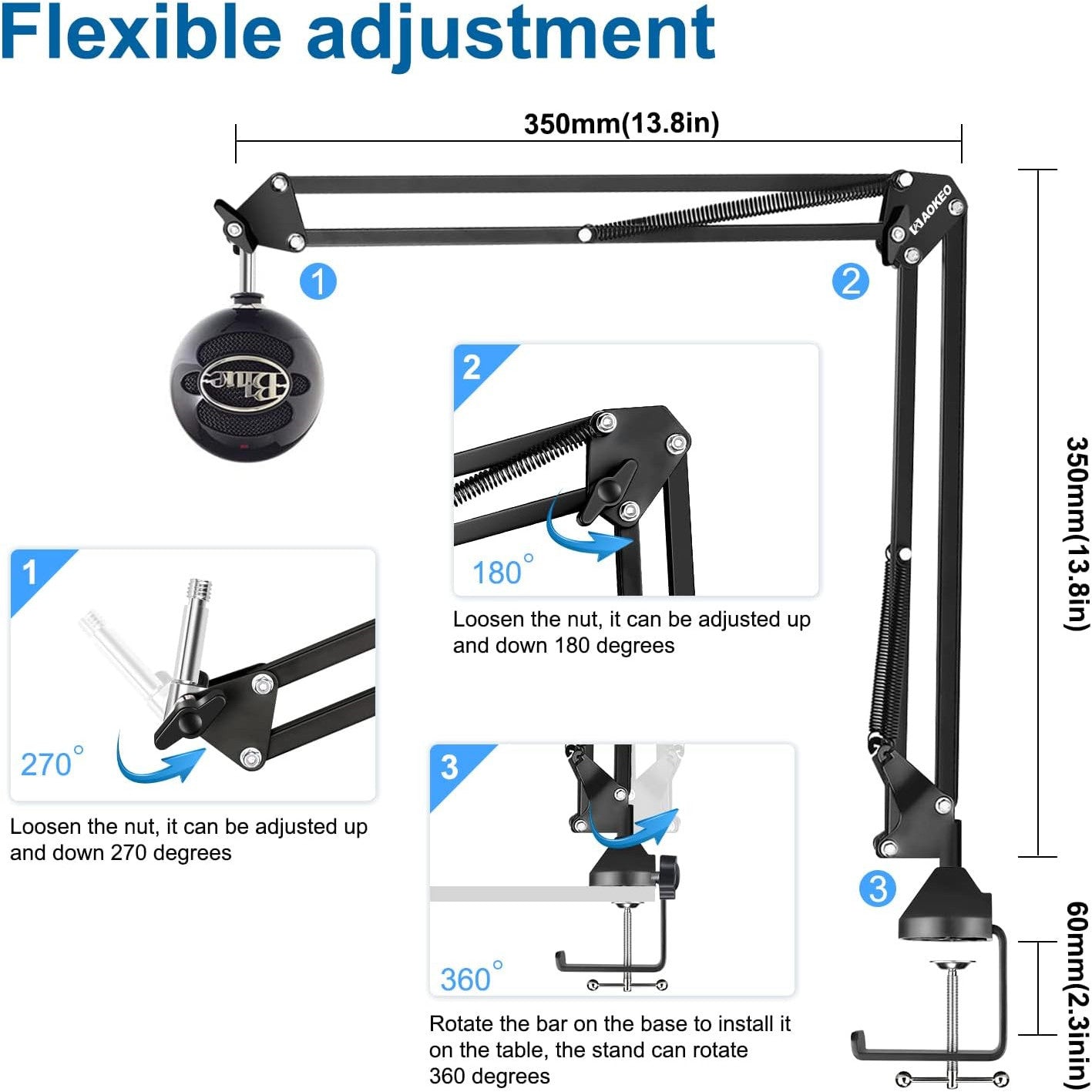 Aokeo AK-35 Adjustable Metal Microphone Boom Arm Stand