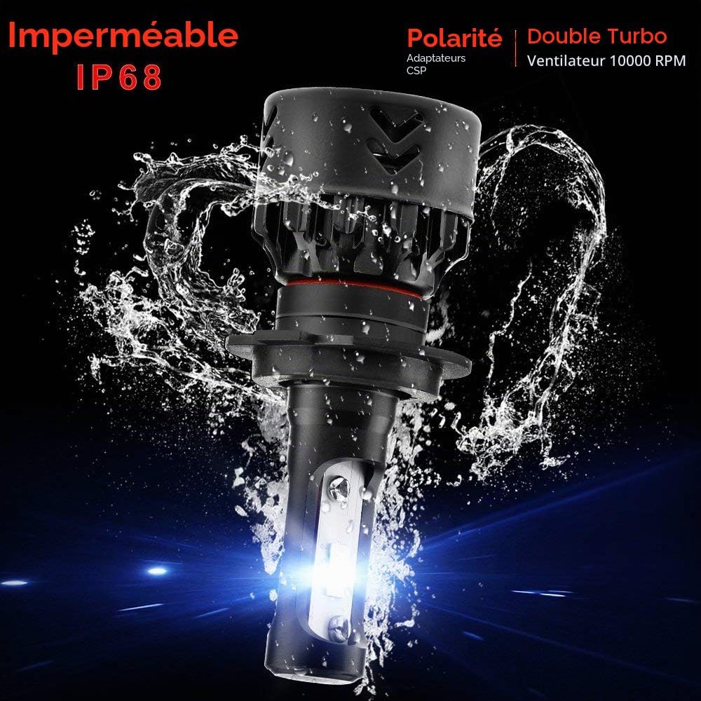 LTPAG mini9-H7 LED Headlight Bulbs 12000LM 6000K 72W 12V 2-Pack