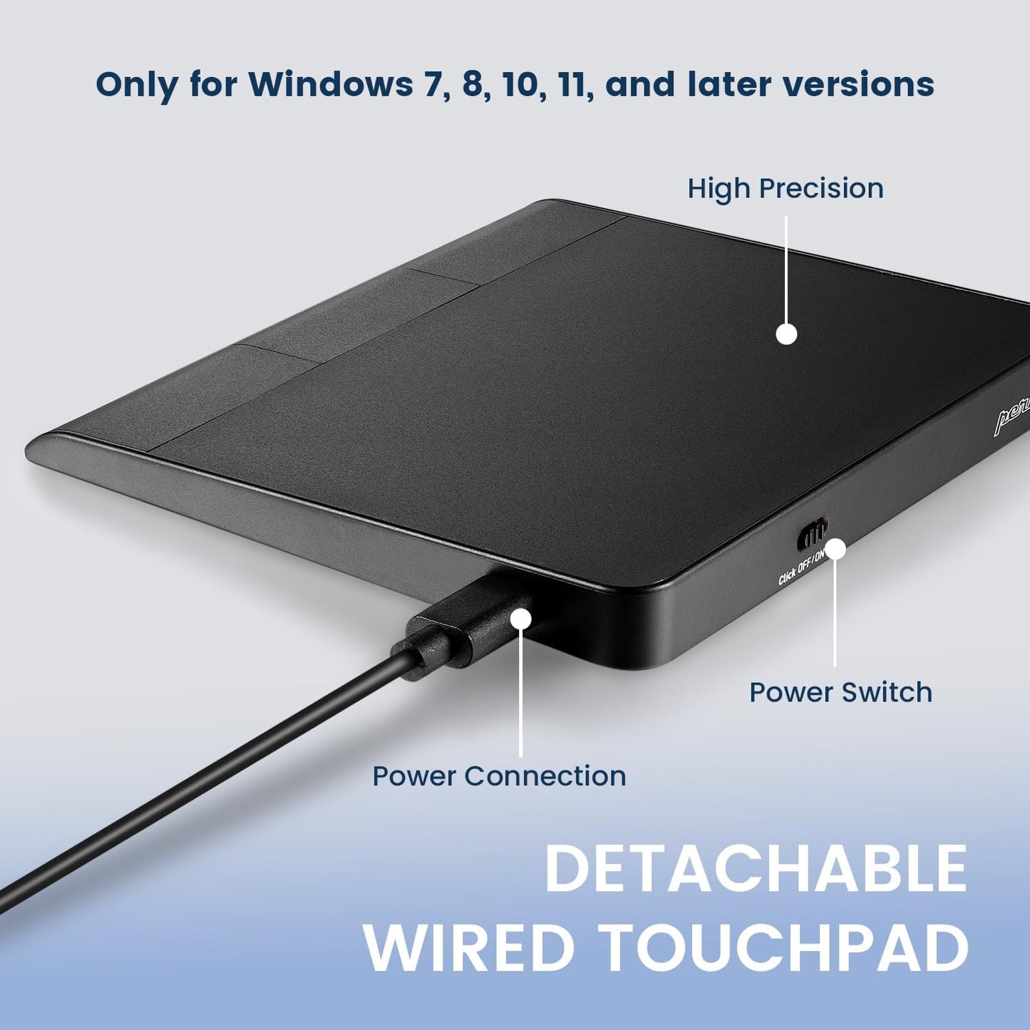 Perixx PERIPAD-506 Wired Slim USB Touchpad - Large Black Trackpad for Desktop & Laptop