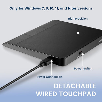 Perixx PERIPAD-506 Wired Slim USB Touchpad - Large Black Trackpad for Desktop & Laptop