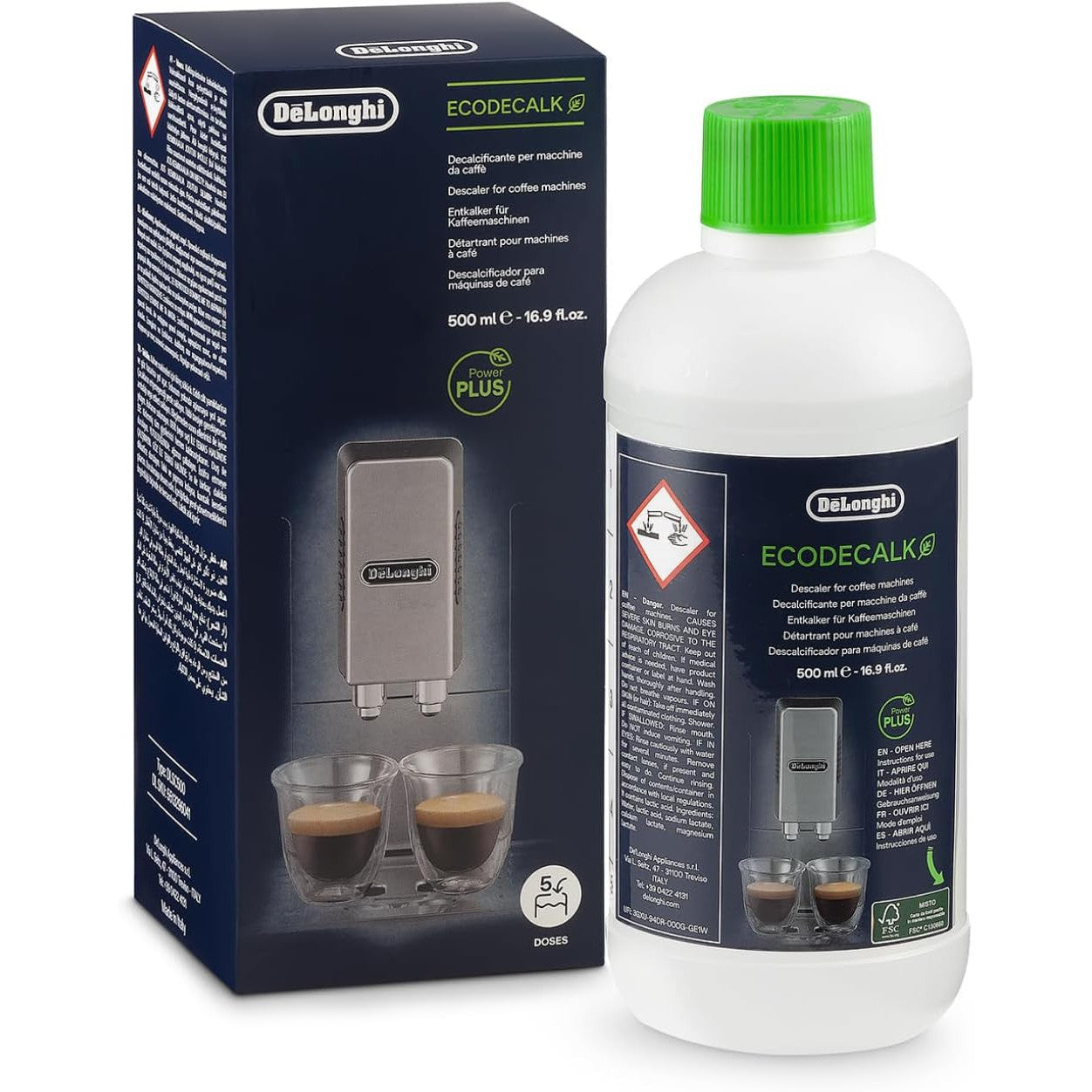 De'Longhi EcoDecalk DLSC500 500ml Natural Coffee Machine Descaler