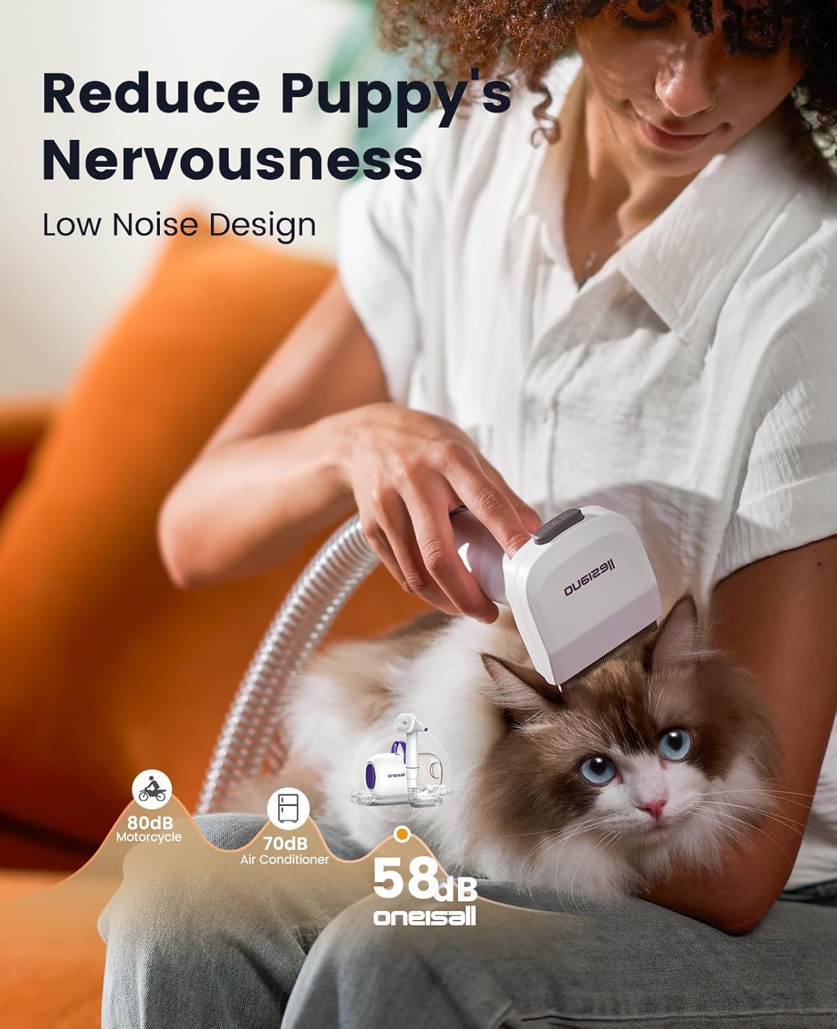 oneisall LM5 Low Noise Pet Grooming Vacuum with 1.5L Dust Cup