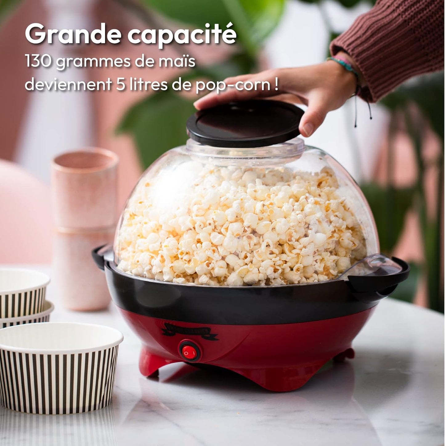 Gadgy Retro Hot Air Popcorn Maker: Oil-Free, Fast, Healthy Snack Appliance