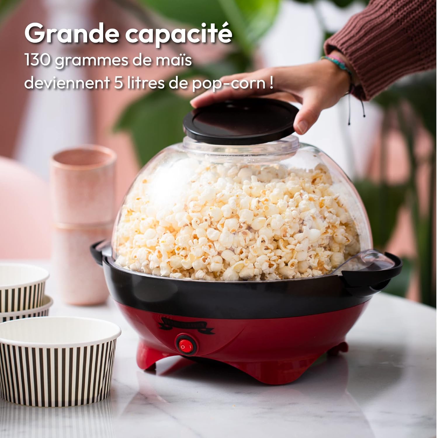 Gadgy Retro Hot Air Popcorn Maker: Oil-Free, Fast, Healthy Snack Appliance