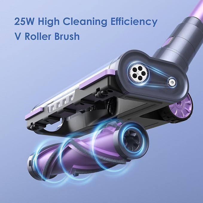  Roller Brush with 25W high cleaning efficiency on a blue background