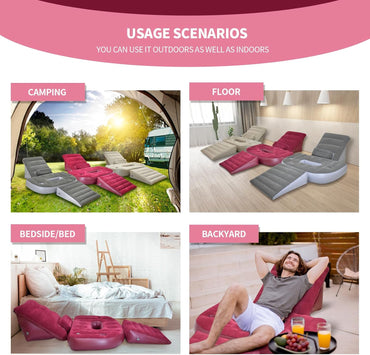 Nevife Adjustable Inflatable Bed Wedge Pillow Set – Red Comfort Support