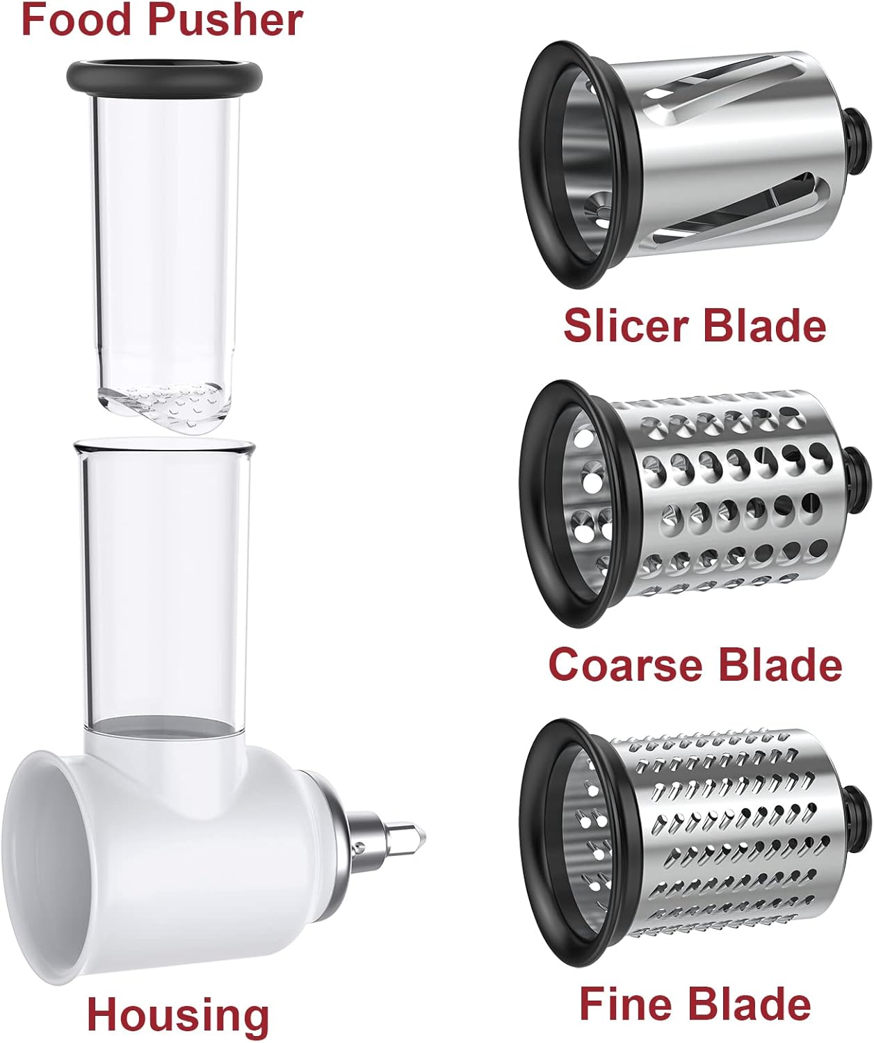GVODE Shredder Attachment for KitchenAid Stand Mixer, Steel Blade, White