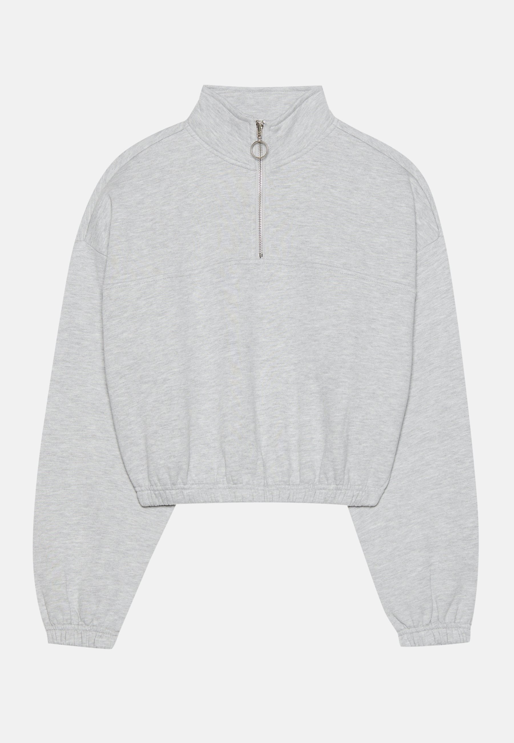 Even&Odd Women's Mottled Light Grey Cotton Blend Zip-Neck Tracksuit Set