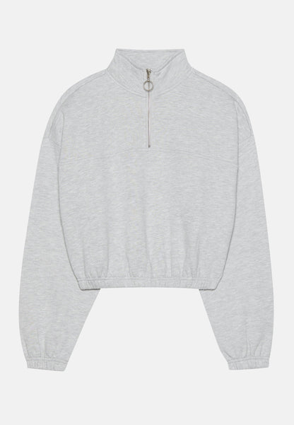 Even&Odd Women's Mottled Light Grey Cotton Blend Zip-Neck Tracksuit Set