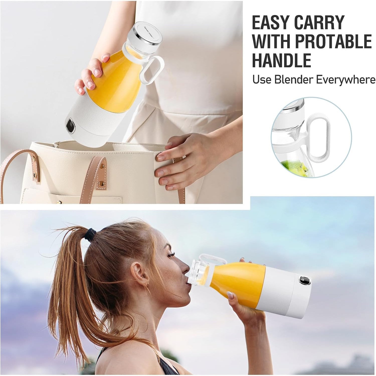 Spardar 3000mAh Portable Blender for Smoothies, USB Rechargeable Mini Juicer