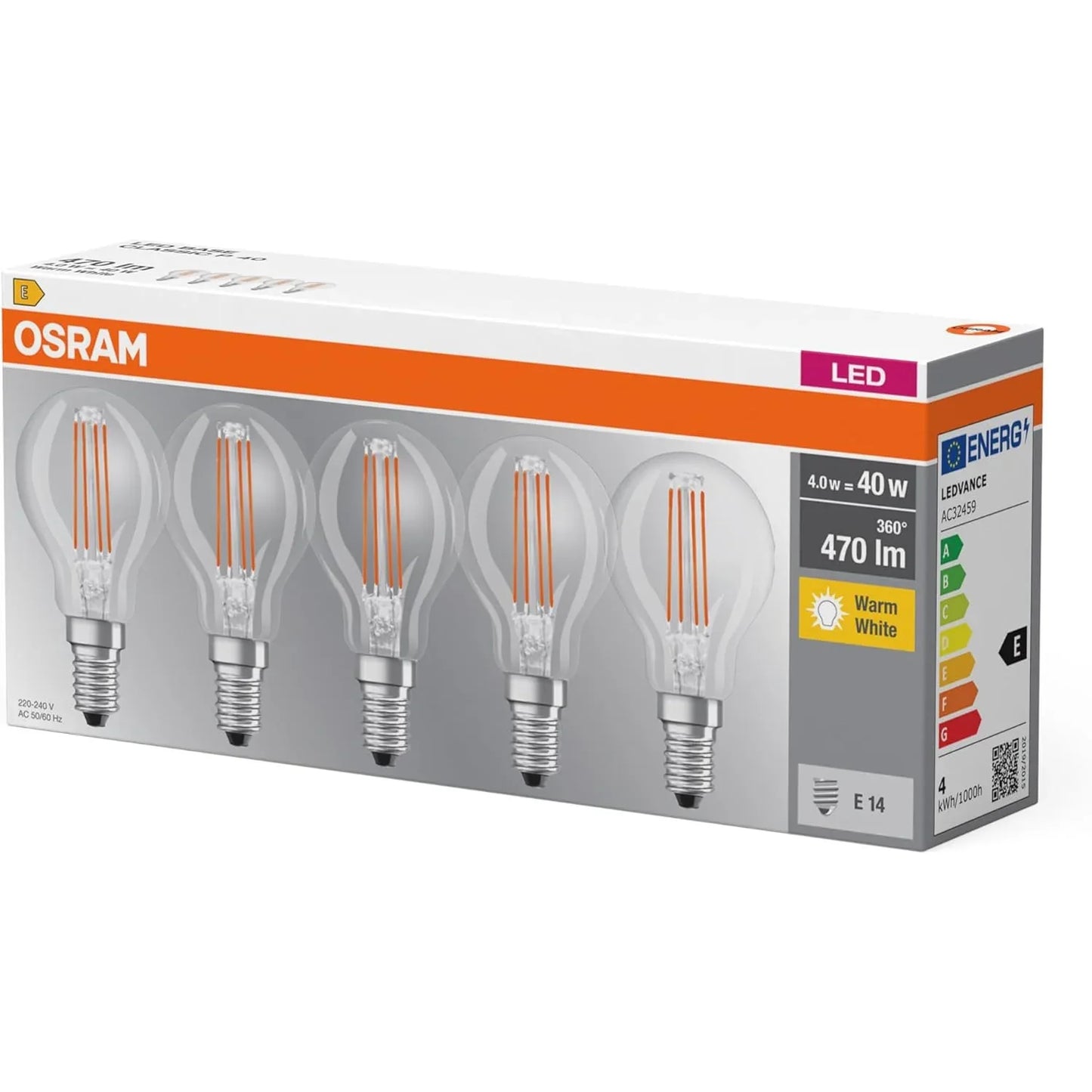 OSRAM Classic LED E14 Warm White 4W Pack of 5 - Gomix Brands Outlet