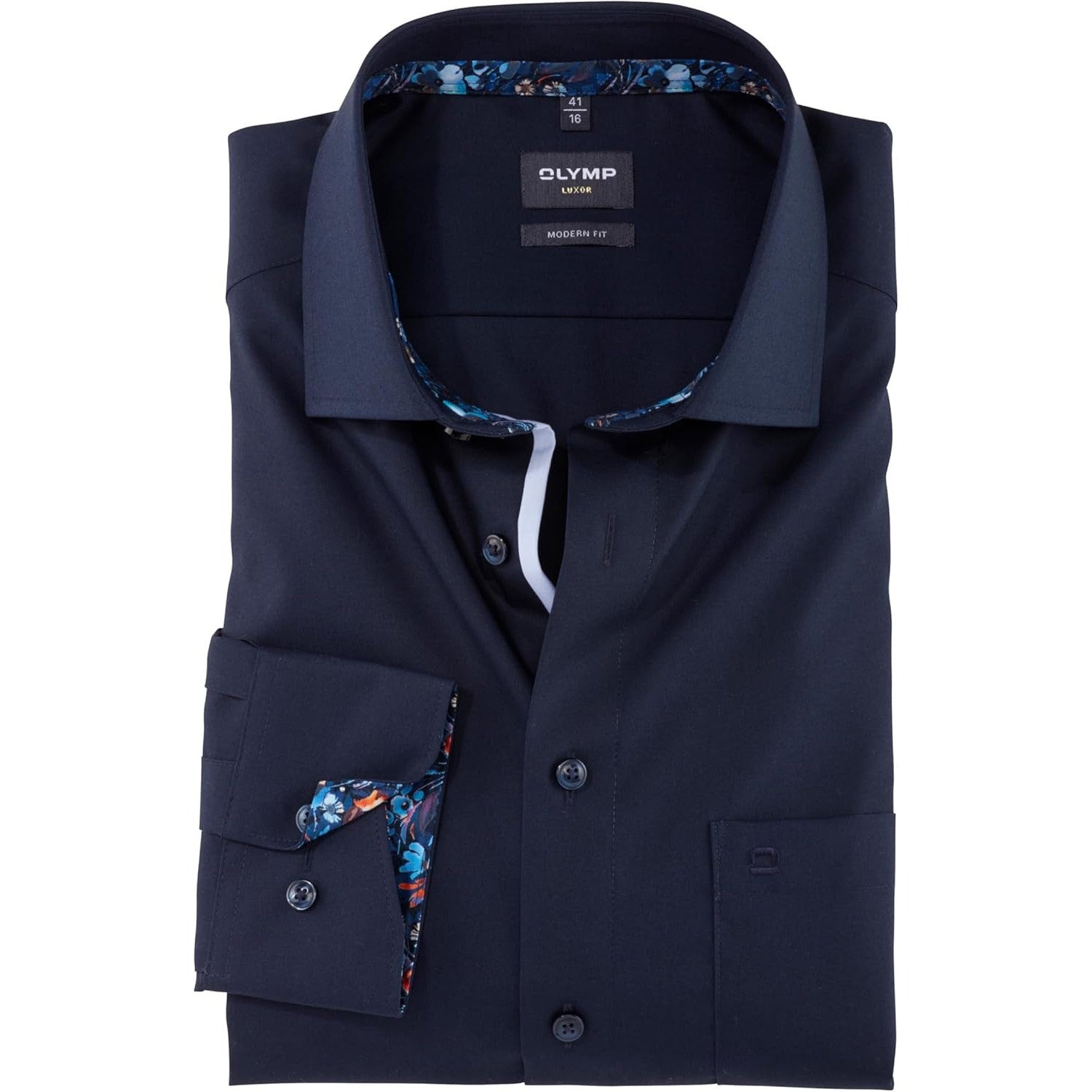 Olymp Men's Modern Fit Long‑Sleeve V‑Neck Cotton Shirt