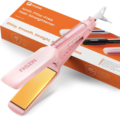 Faszin Professional 1.65" Wide-Plate Titanium Hair Straightener Pink