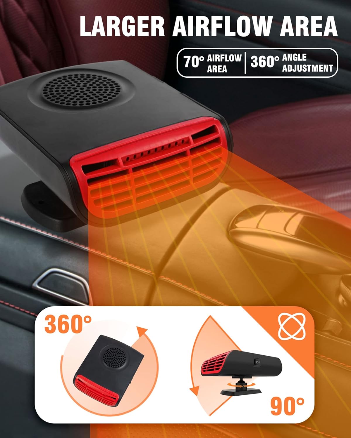 ERICAT Portable Car Heater 12V 150W Cordless Defroster