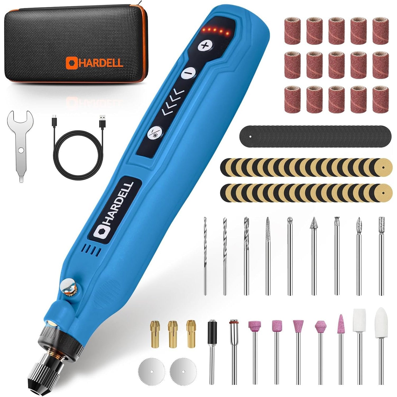 HARDELL Cordless Rotary Tool Kit: 5-Speed Mini for Engraving, Sanding, Polishing, Carving