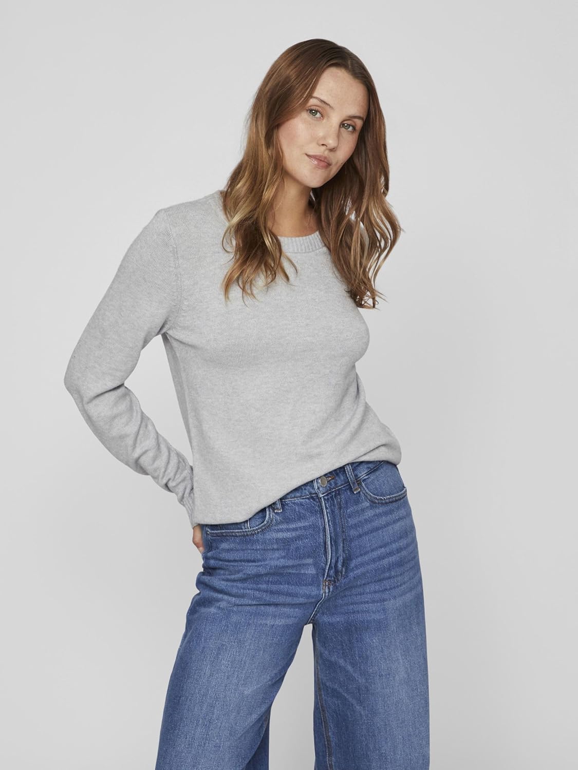 Cozy Vila Women's Long Sleeve Knit Pullover Soft Wool Blend