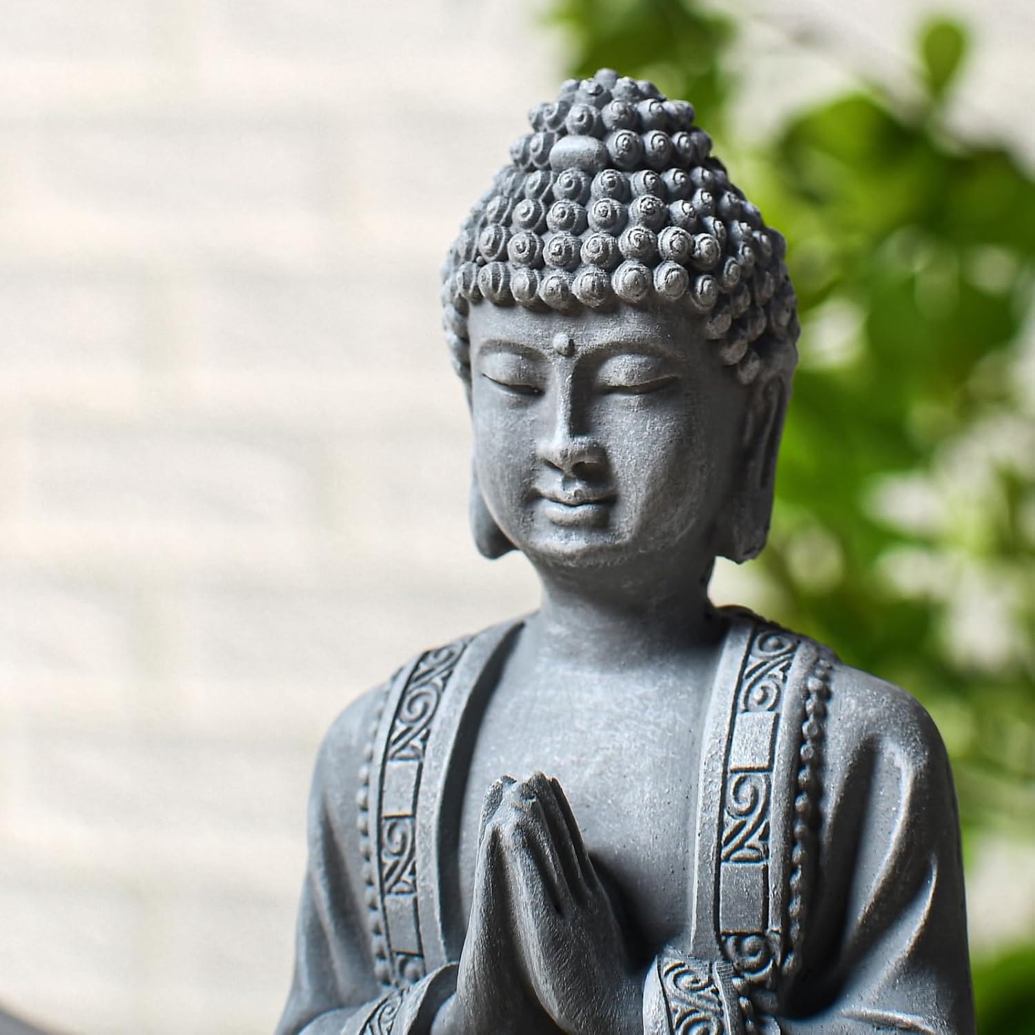 Zen Light Stone Grey Buddha Meditation Figurine 10x5x12.5cm