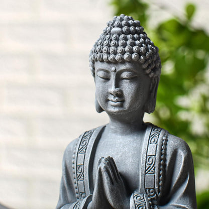 Zen Light Stone Grey Buddha Meditation Figurine 10x5x12.5cm
