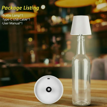Wireless LED Bottle Lamp – Rechargeable Touch-Dimmable Light for Wine