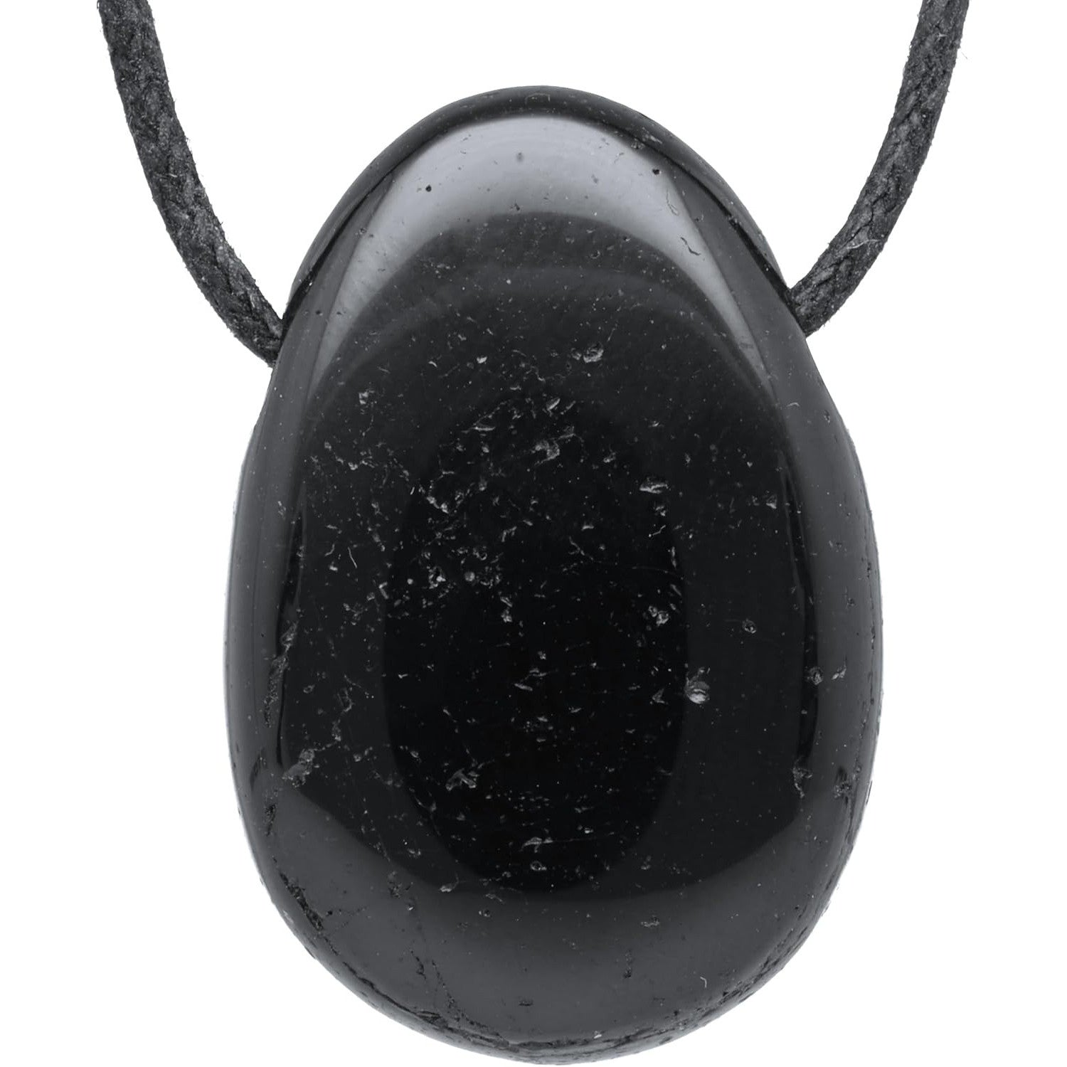 Black Tourmaline Drop Pendant with Adjustable Cotton Cord – Healing Stone