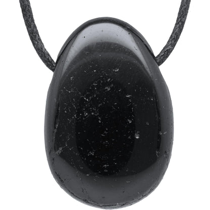 Black Tourmaline Drop Pendant with Adjustable Cotton Cord – Healing Stone