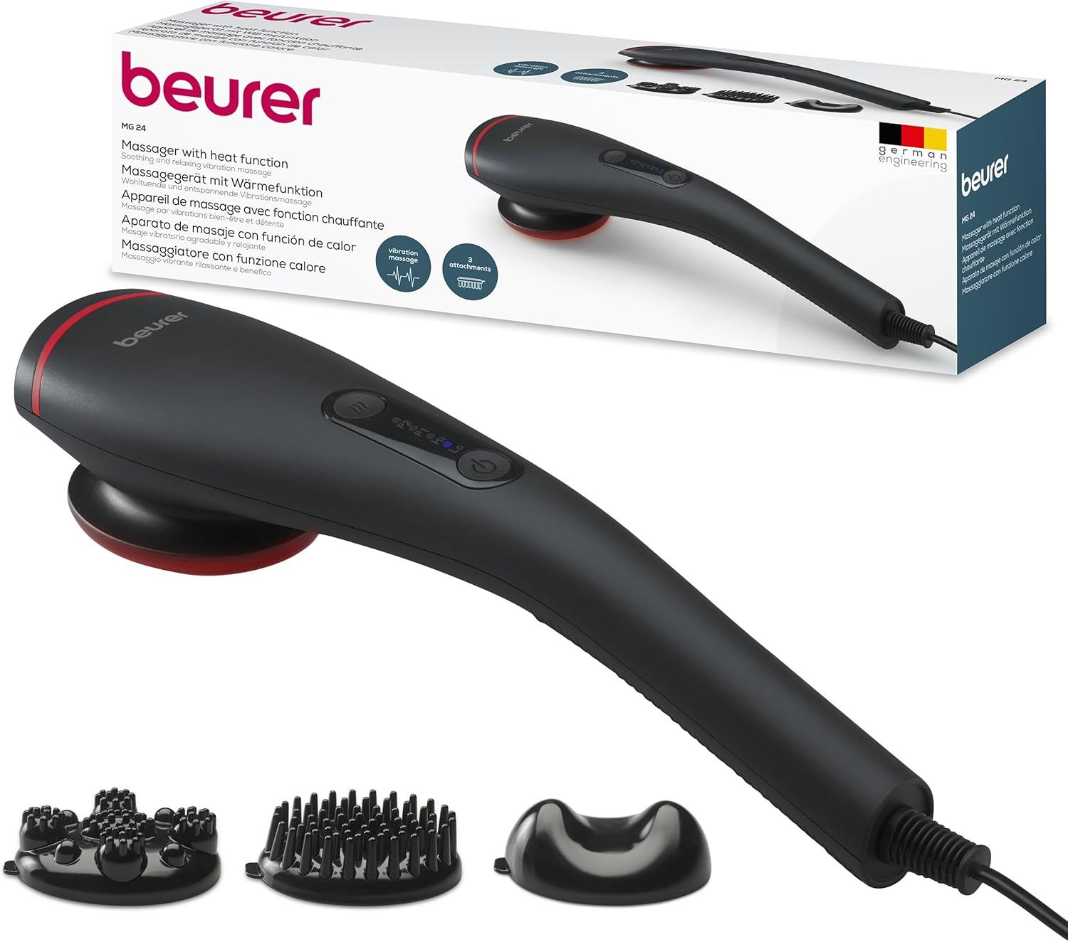 Beurer MG24 Handheld Vibration Massage Device with Heat