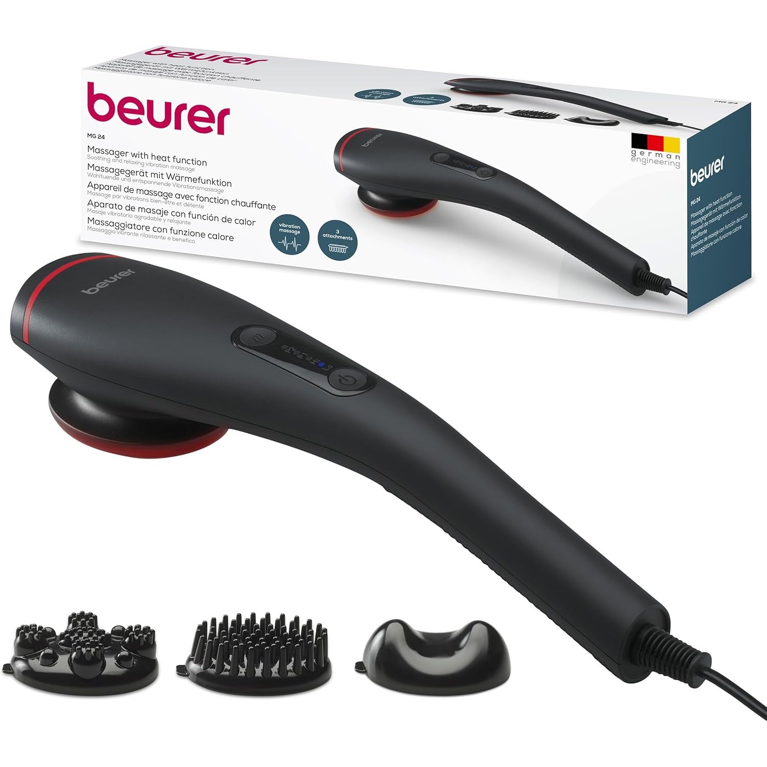 Beurer MG24 Handheld Vibration Massage Device with Heat