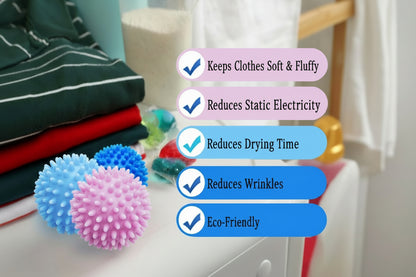 Qingmeng Dryer Balls Pack of 6 6.5 cm Plastic Laundry Balls